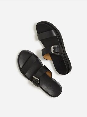 Madewell The Dee Leather Double-Strap Slide Sandals size 8.5